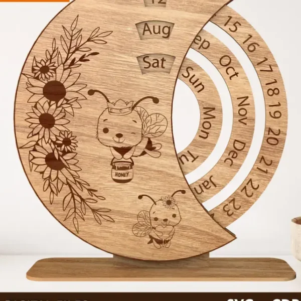 مجموعه طرح آماده تقویم چوبی برای لیزر CNC